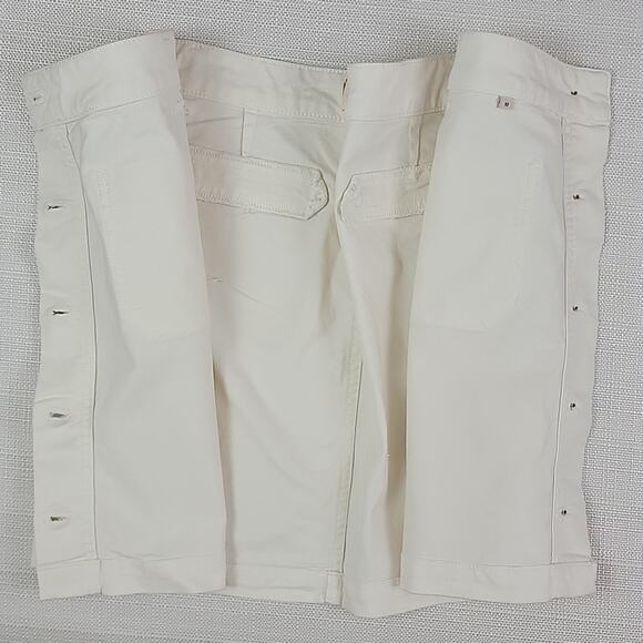 Marine Layer Button White Ivory Denim Mini Skirt Women's 10 - Picture 9 of 11